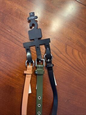 Source Unknown Women's 3-Pack Skinny Belts - Black, Olive, Tan